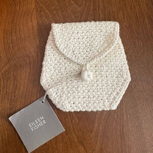 Eileen Fisher Mini Organic Cotton Ivory Crochet Bag NWT One Size Accessory